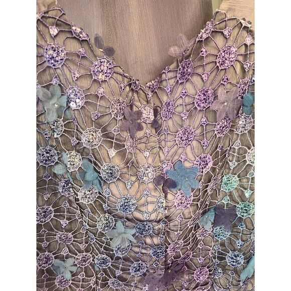 Vtg 2Pc Y2K Handmade Skirt Prom Goth Fairy Beaded‎ Witch Sheer Crochet Size 4-6 - Picture 7 of 14